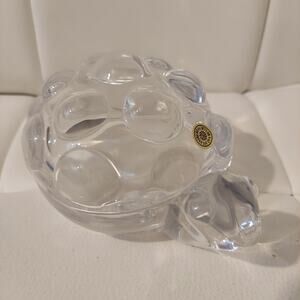 Vintage 1980s Val Saint Lambert Belgium "Turtle" Crystal Glass Art Trinket Box